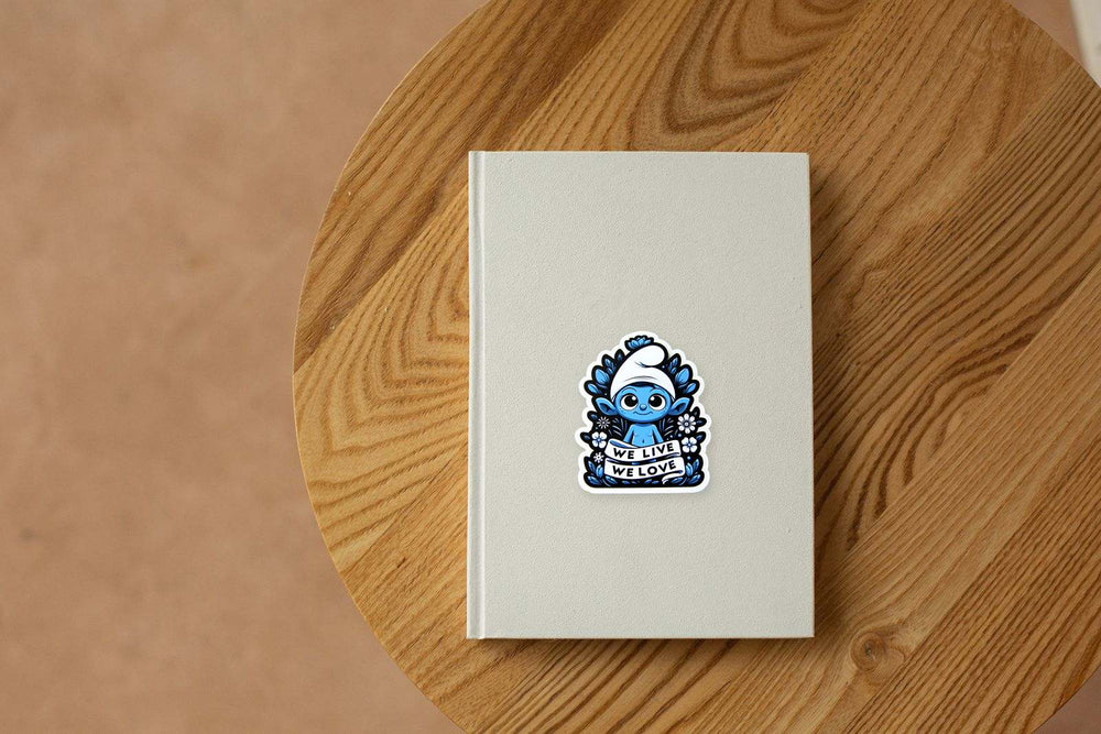 Smurf Cat We Live, We Love Meme Sticker