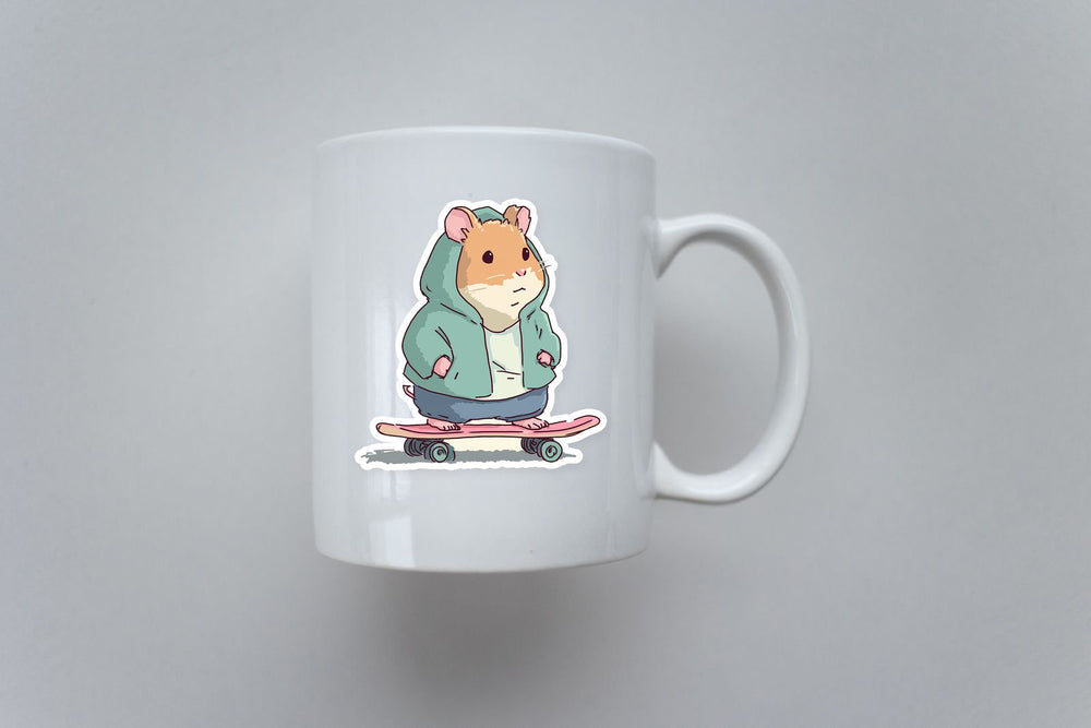 Hamster Hoodie Skateboard Kawaii Sticker