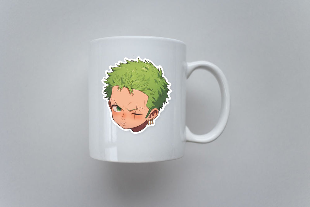 One Piece Chibi Zoro Head Anime Sticker
