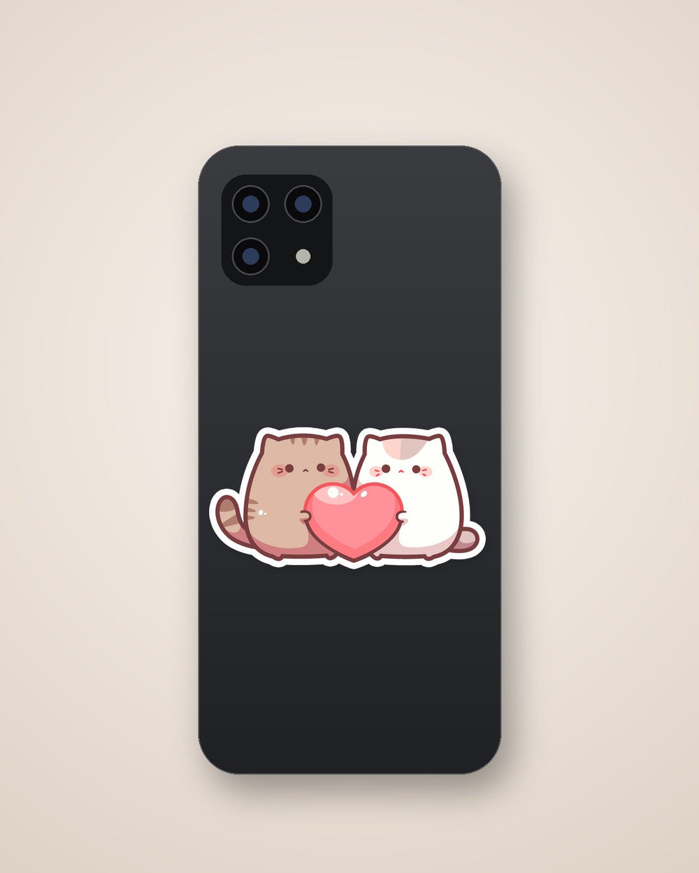 Cute Cats Holding Heart Sticker