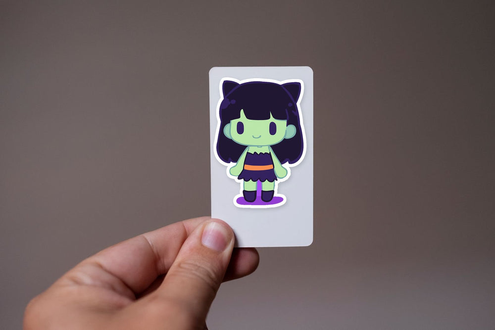 Green Monster Franken Girl Sticker