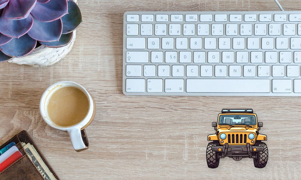 Orange Jeep Wrangler Front View Sticker