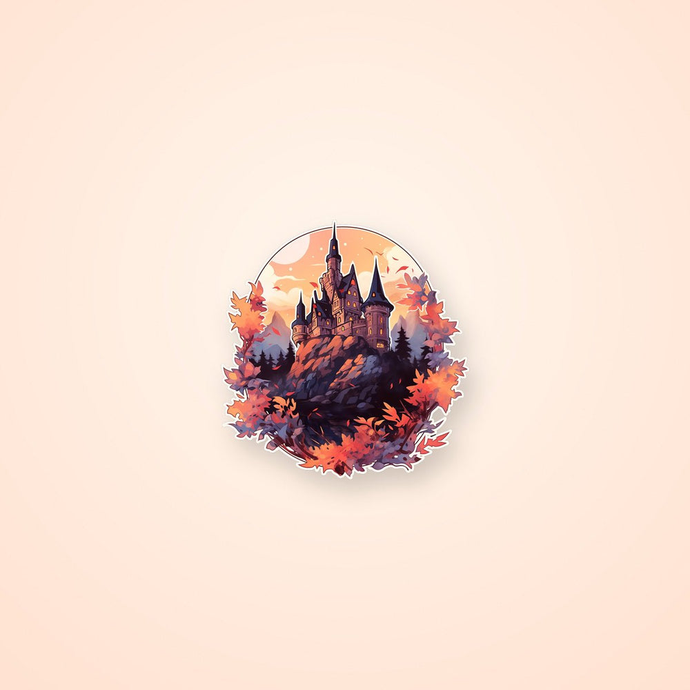 Castle on Hill in Autumn Style Sticker