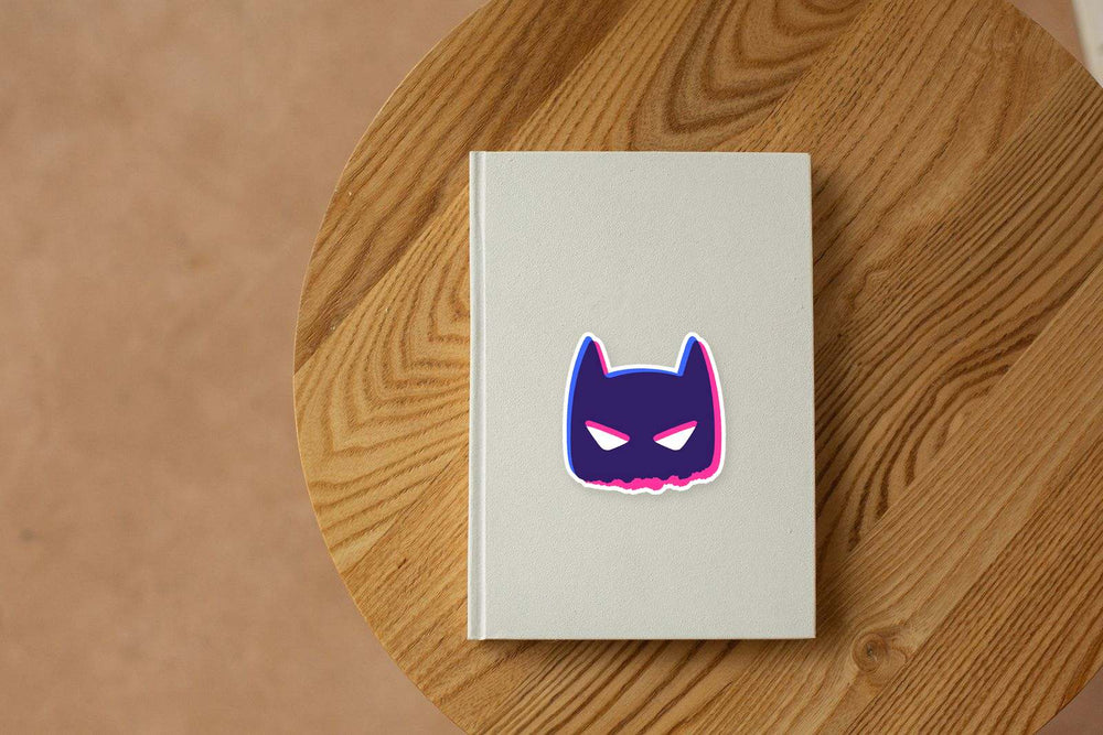 Neon Purple Evil Batman Face Sticker