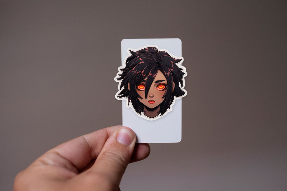 Anime Girl with Glowing Orange Eyes Sticker