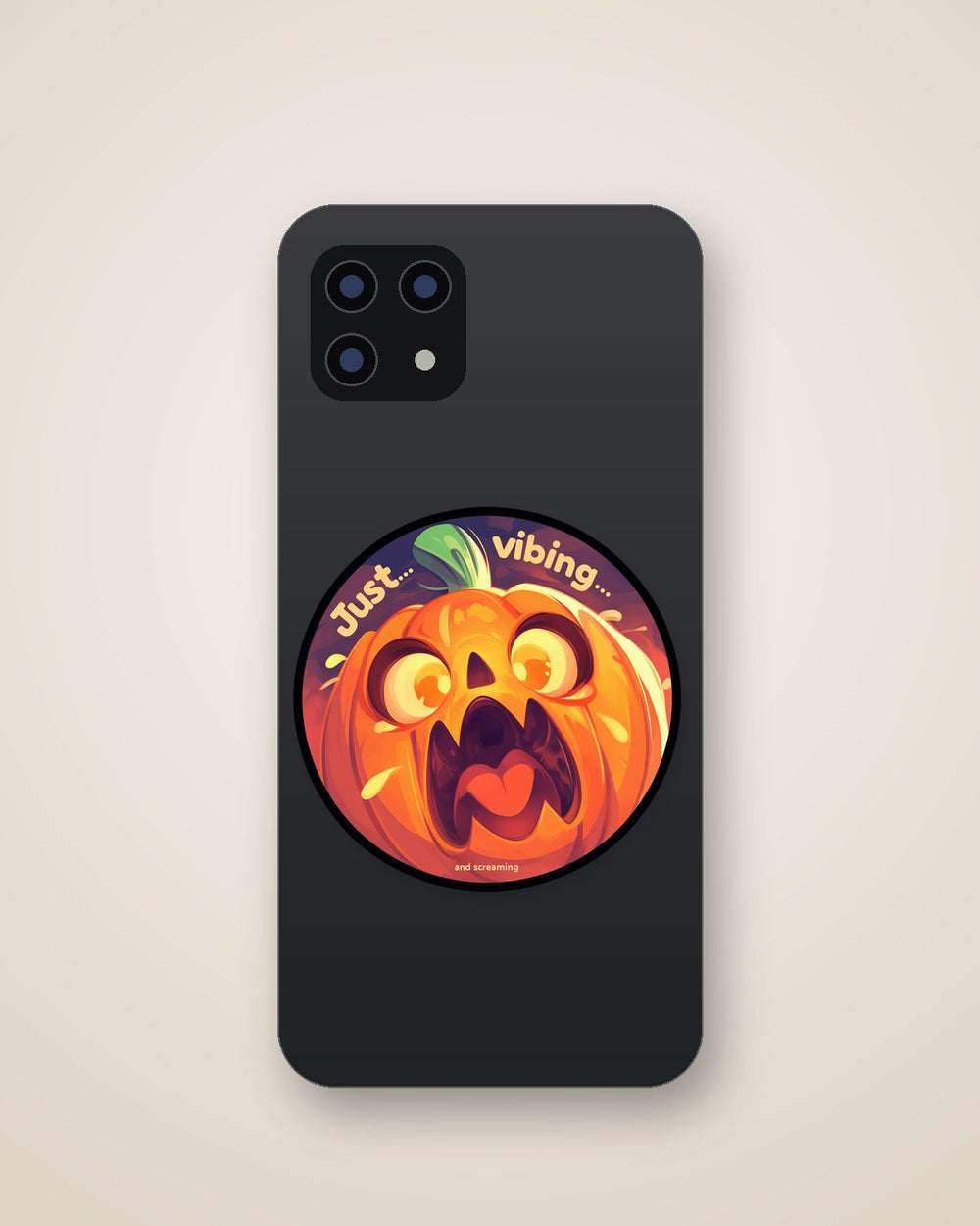 Scared Pumpkin Just Vibing Sticker