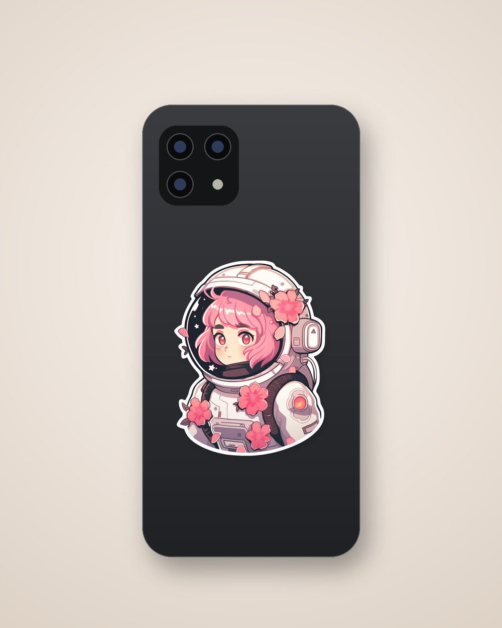 Anime Girl in Floral Space Suit Sticker