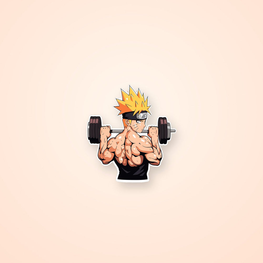 Bodybuilder Naruto Lifting Barbell Sticker