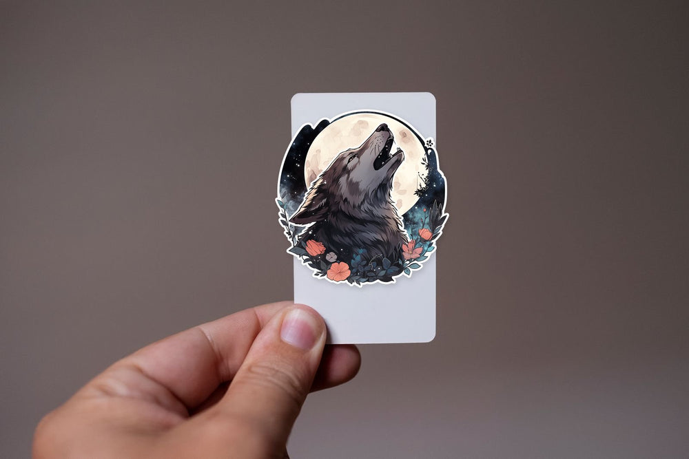 Wolf Howling at the Moon Art Sticker