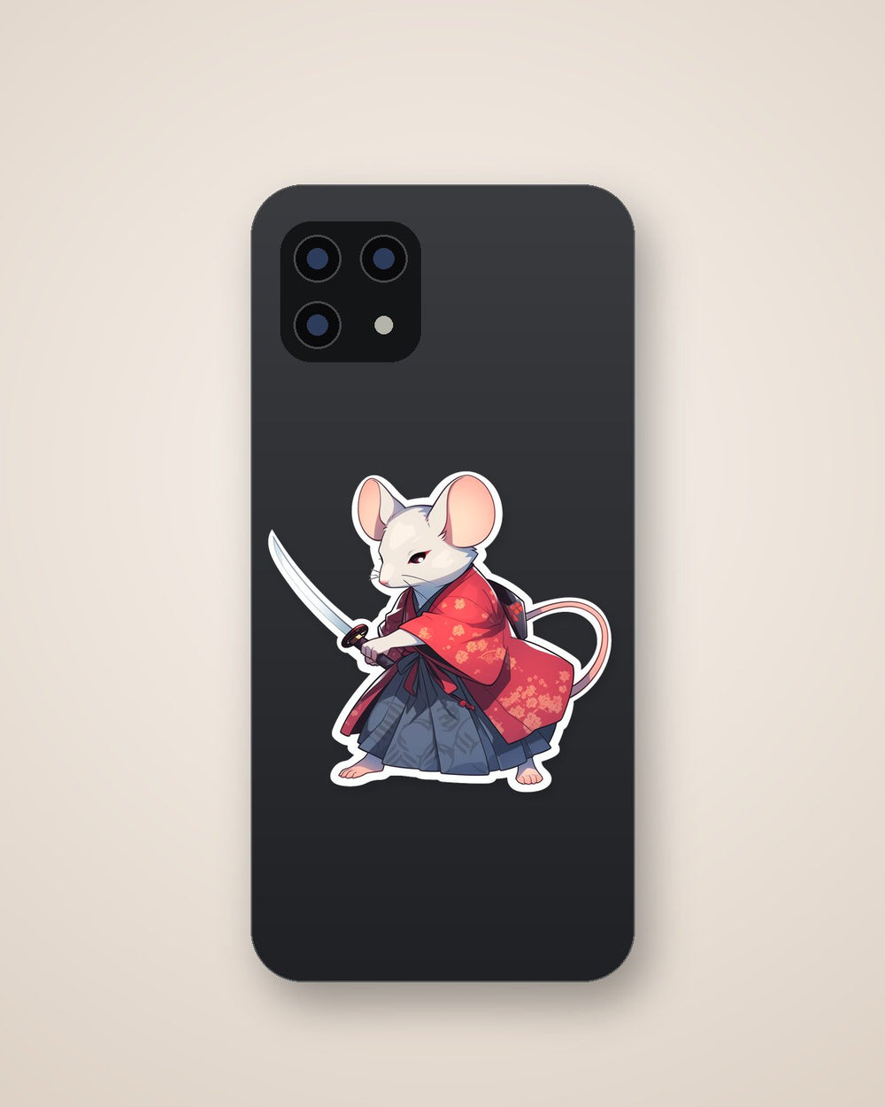 Samurai Mouse with Sword Sticker