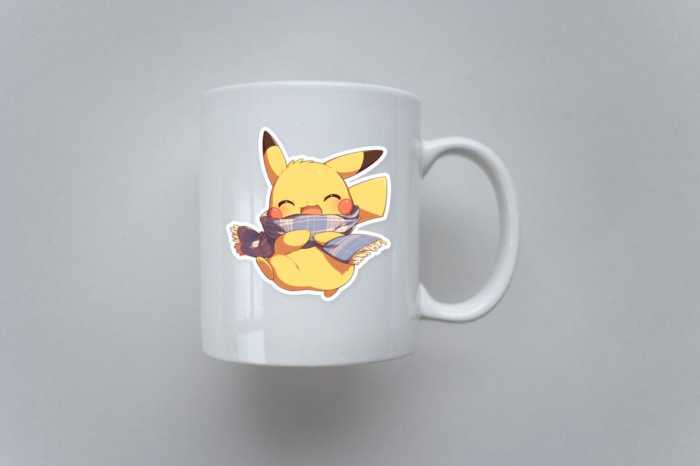 Pikachu Blue Scarf Cute Autumn Sticker