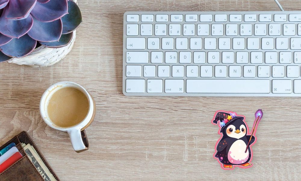 Cute Penguin with Magic Wand Sticker