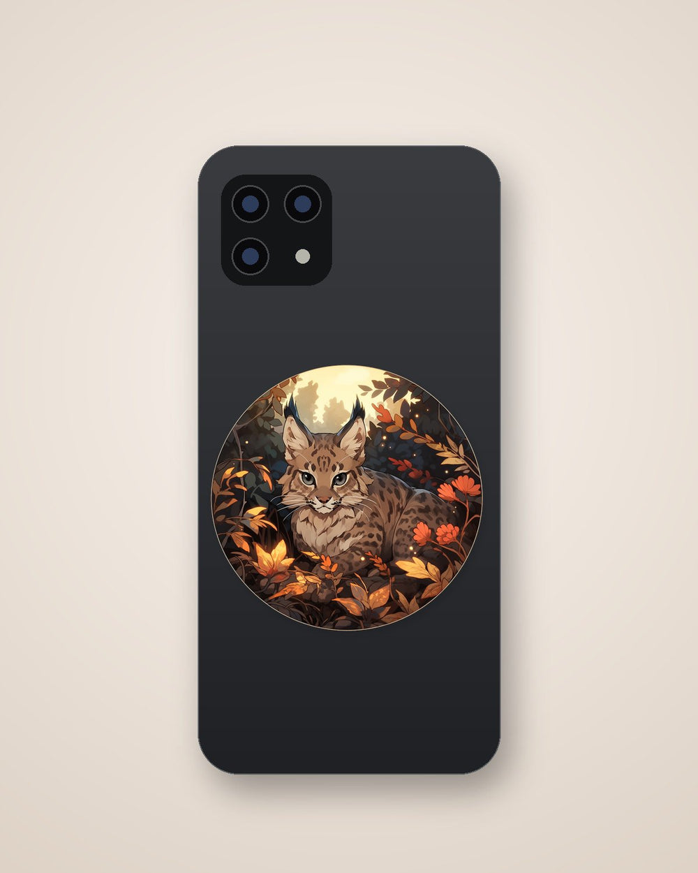 Bobcat in an Autumn Forest Round Sticker