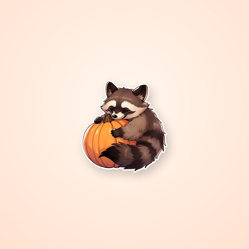 Raccoon with Pumpkin Sticker