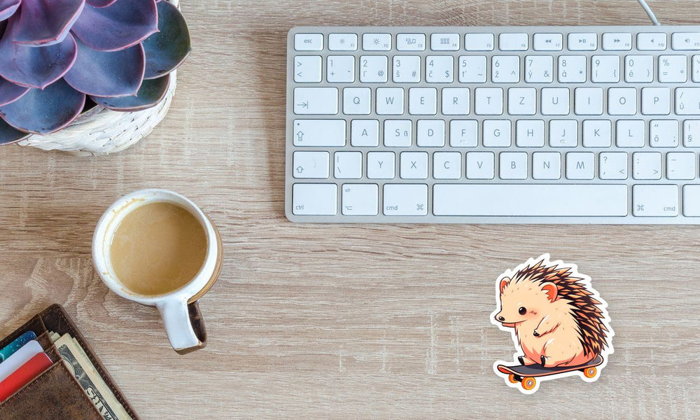 Hedgehog Riding Skateboard Sticker