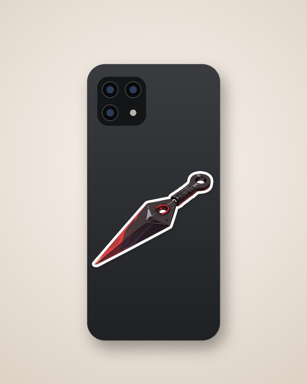 Black Red Kunai Knife Sticker