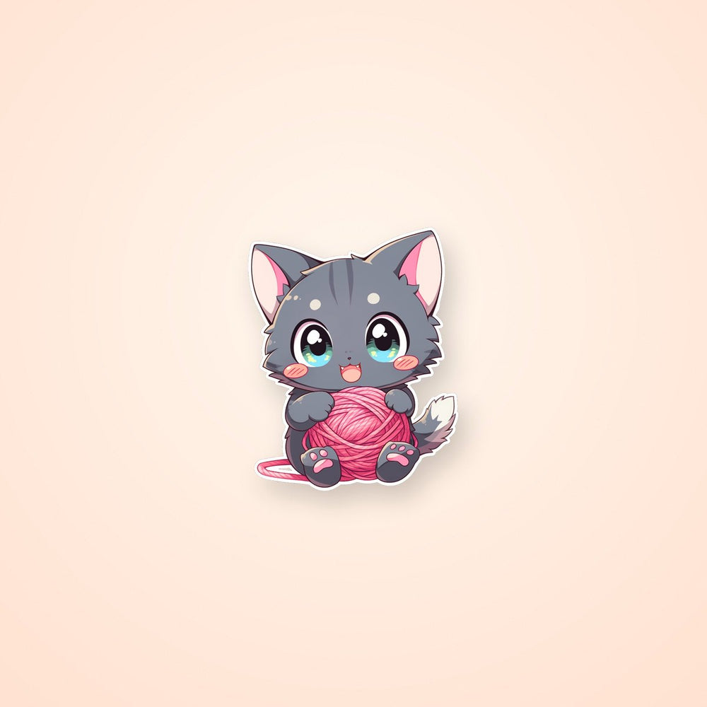 Cute Kitten with a Ball of Threads Sticker