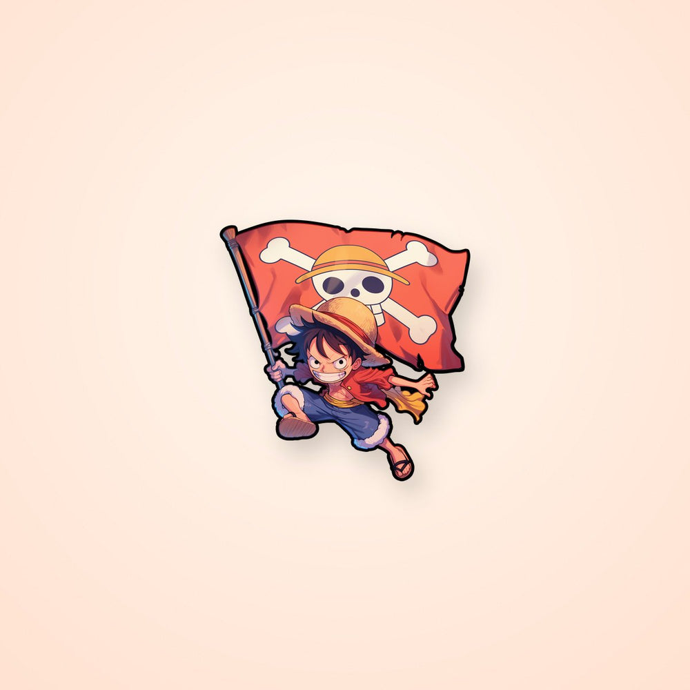 One Piece Cute Luffy & Straw Hat Flag Sticker