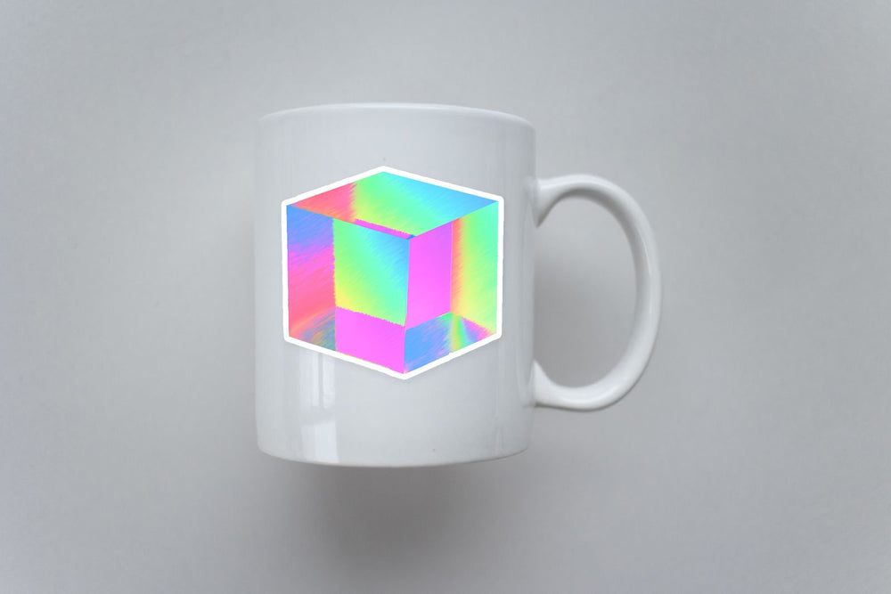 Crystal Cube Rainbow Holographic Sticker