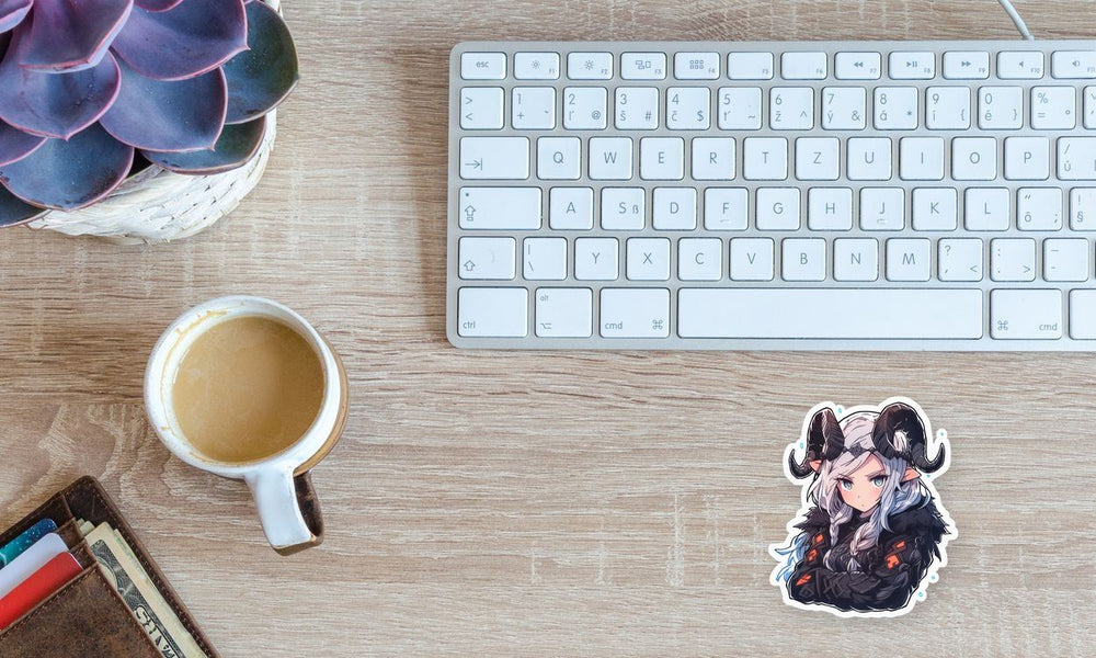 Viking Anime Girl with Horns Sticker