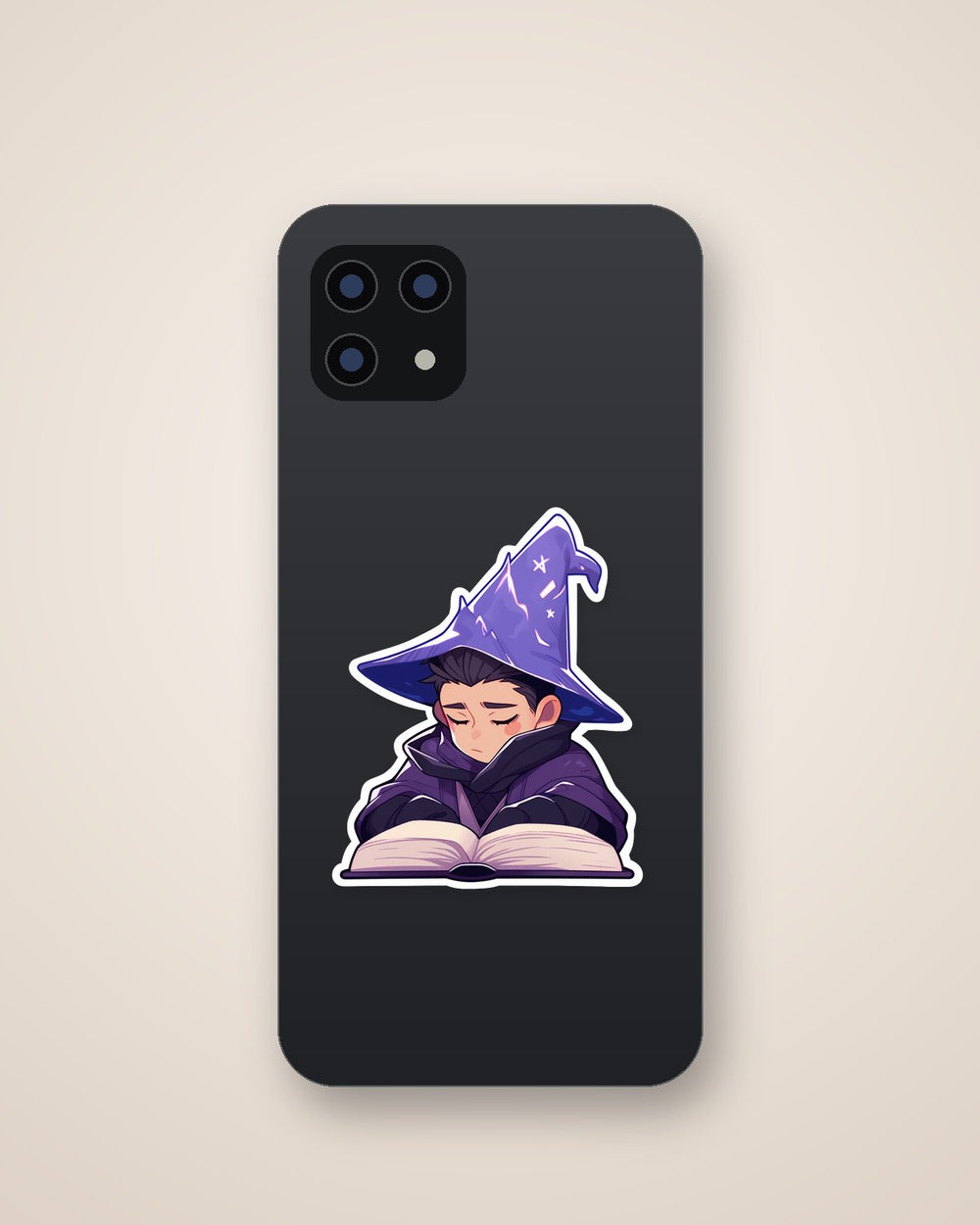 Sad Wizard Reading Book Sticker