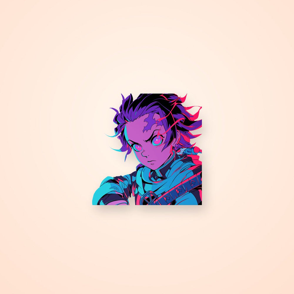 Demon Slayer Tanjiro Kamado Neon Aura Sticker