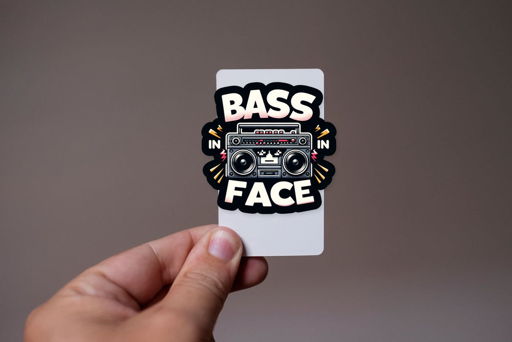 Bass in Your Face Boombox Sticker