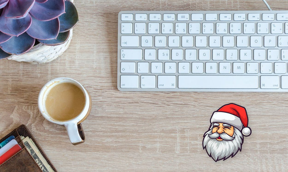 Laughing Santa Claus Head Cartoon Sticker