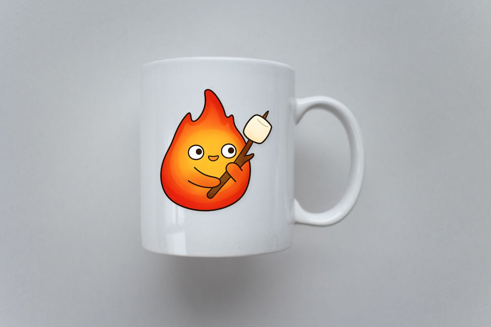 Calcifer Roasting Marshmallow Anime Sticker