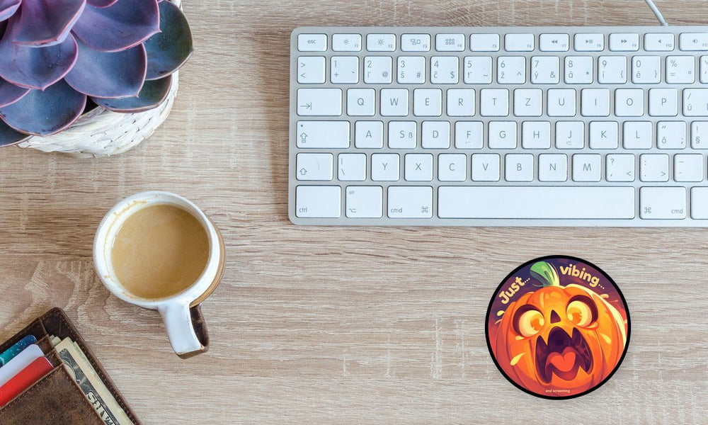 Scared Pumpkin Just Vibing Sticker