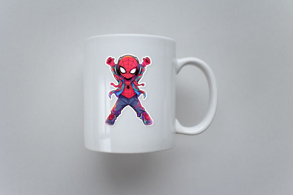 Chibi Spider-Man Dancing with Headphones Sticker