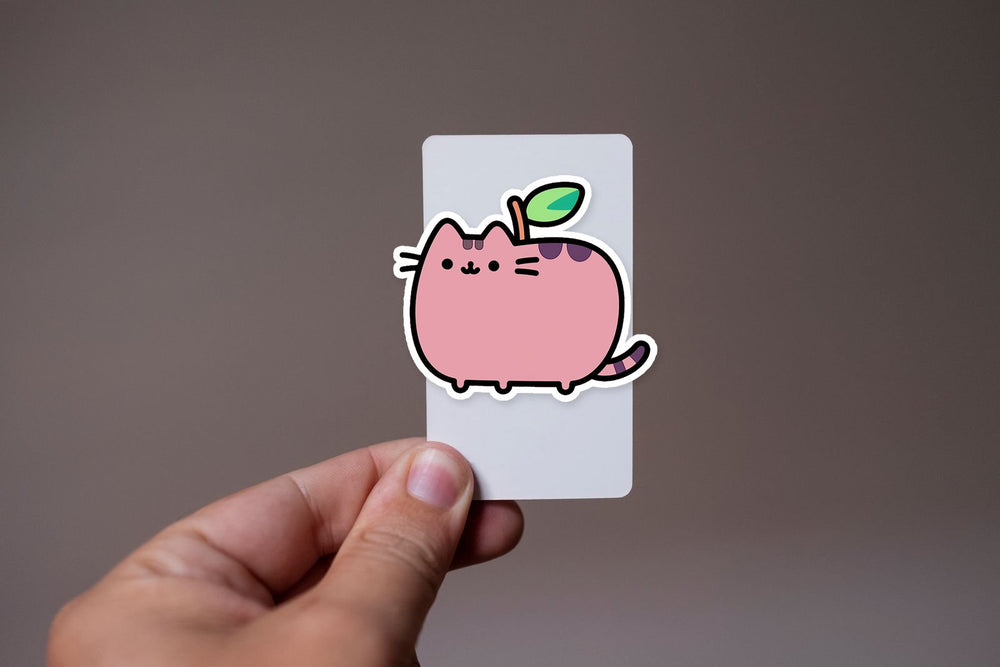 Cute Pink Pusheen Apple Cat Sticker