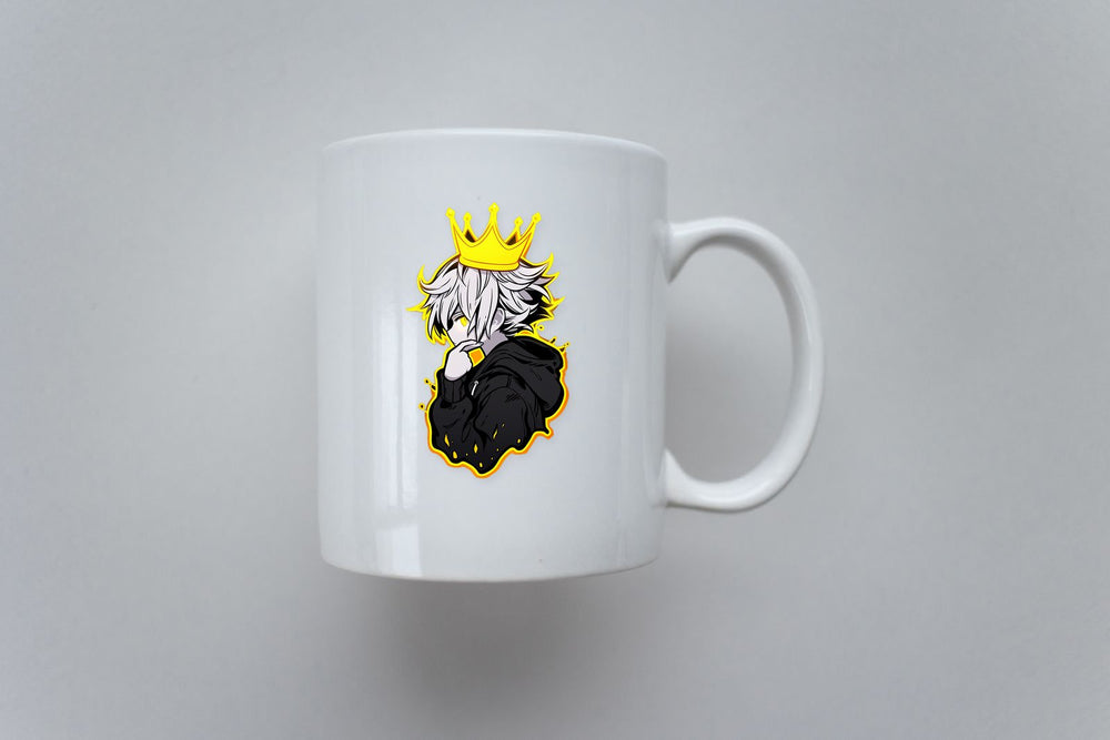 Anime Guy with Crown Yellow Stroke Sticker