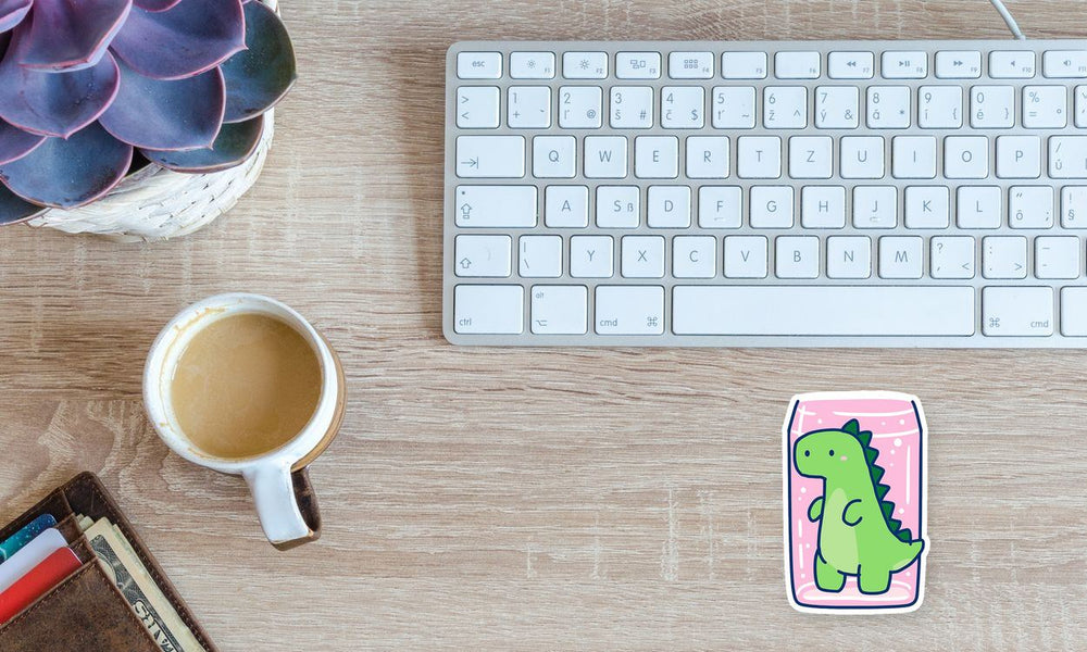 Cute Dinosaur Squished on Glass Kawaii Sticker