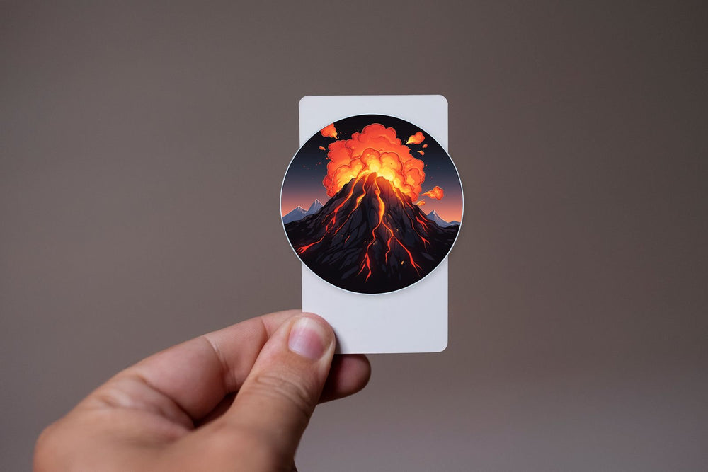 Volcano Eruption Round Sticker
