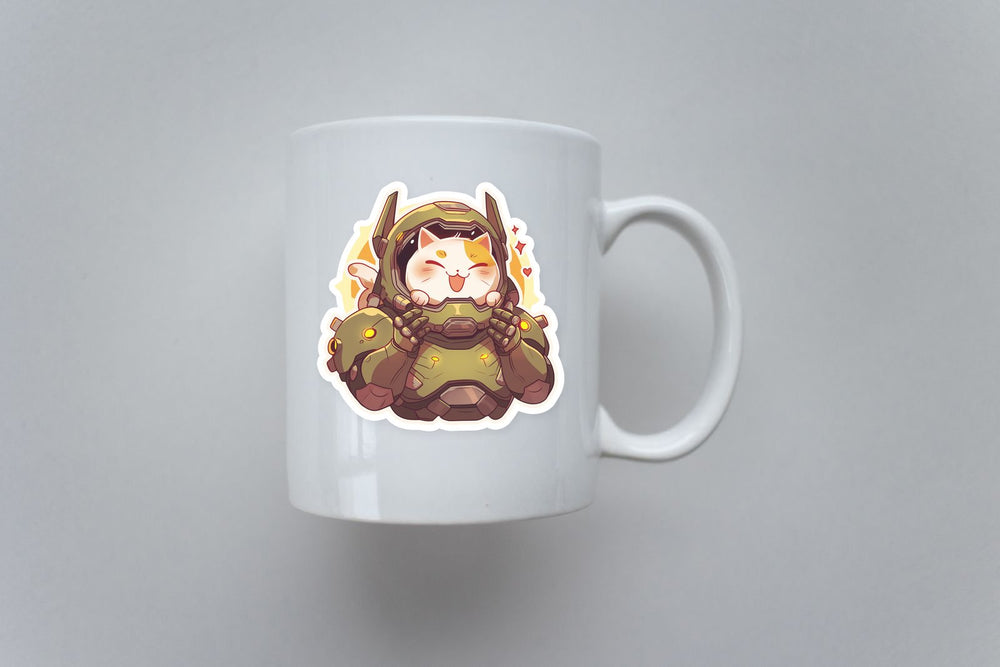 Doom Slayer Kitty Armor Sticker