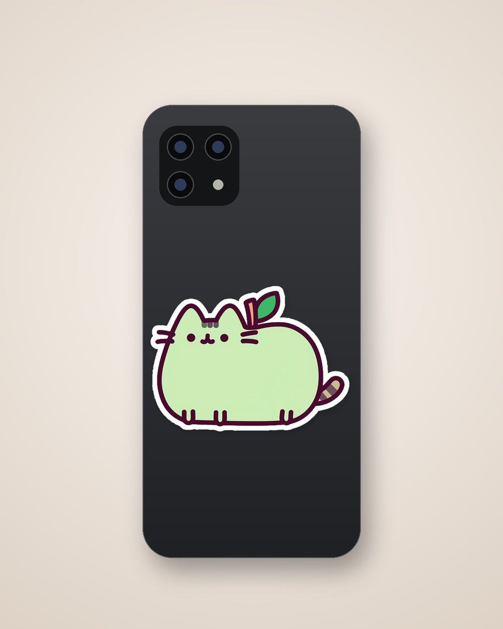 Mint Green Pusheen Apple Kawaii Cat Sticker