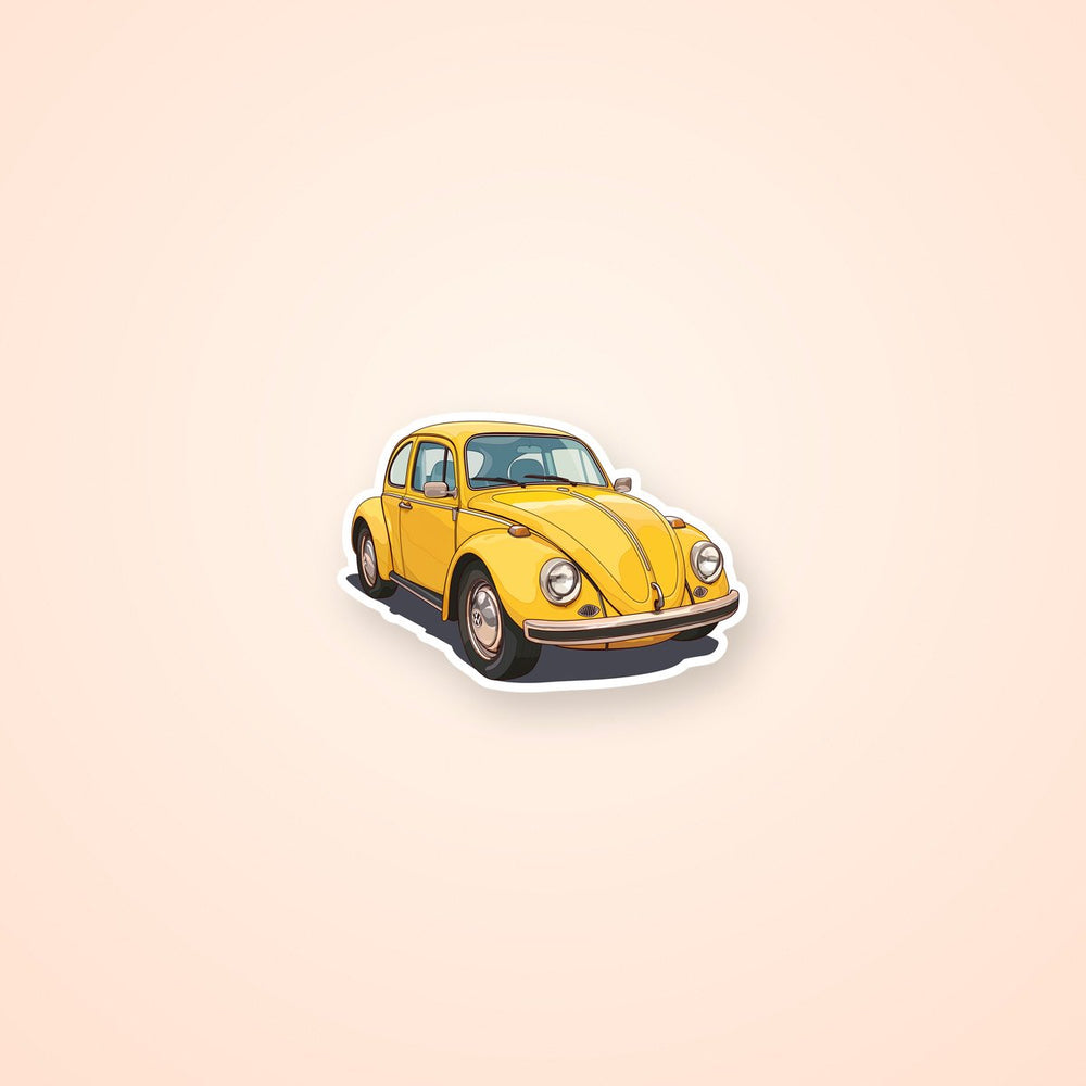 Yellow Volkswagen Beetle Car Sticker