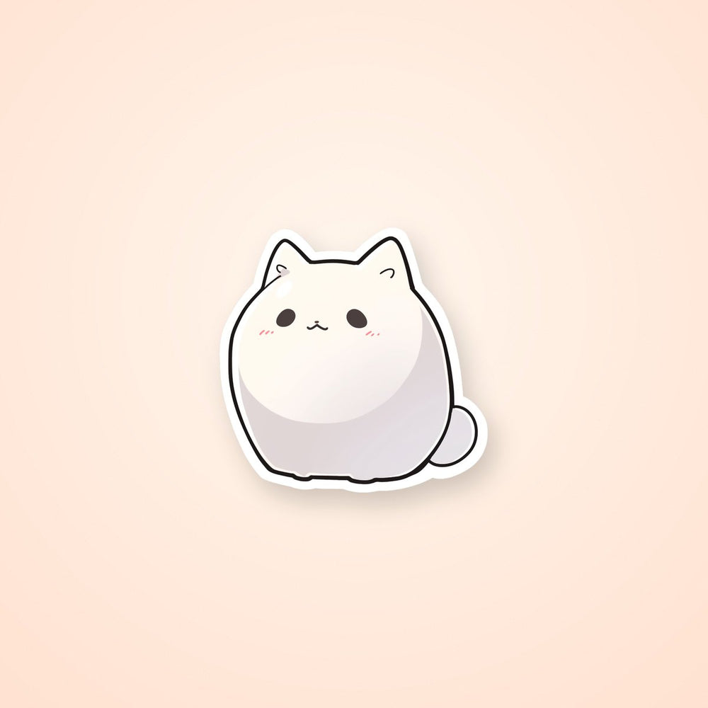 Simple White Kawaii Kitty Sticker