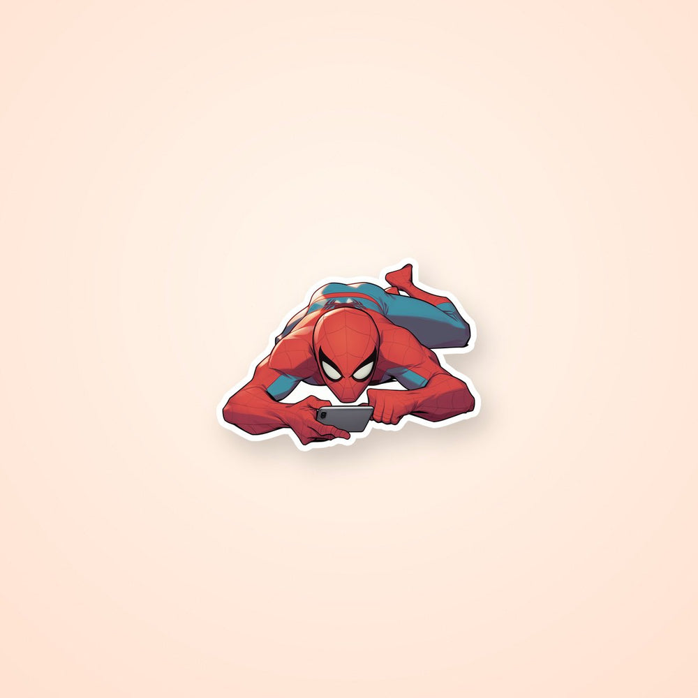 Spider-Man Texting Funny Comic Sticker