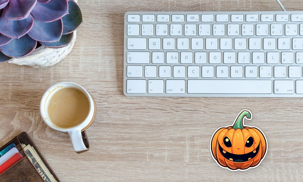 Funny Smiling Halloween Pumpkin Sticker