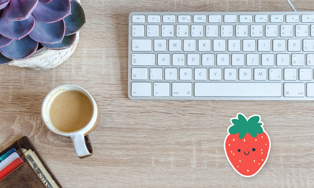 Kawaii Smiling Strawberry Sticker