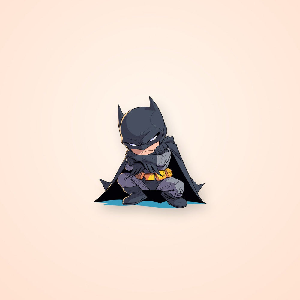 Batman Squatting Chibi Style Sticker