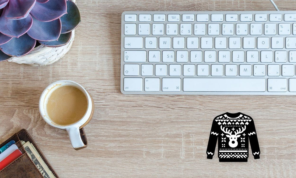 Black and White Ugly Christmas Sweater Deer Sticker