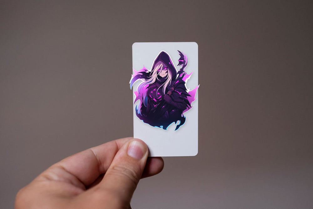 Magical Anime Girl with Staff Purple Sticker