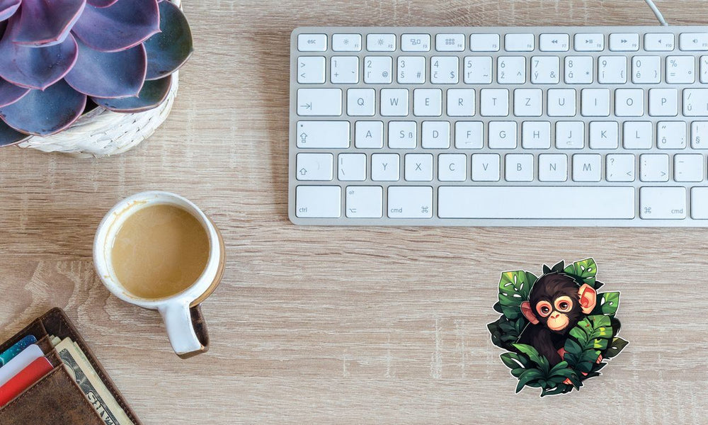 Little Monkey in Leaves Sticker