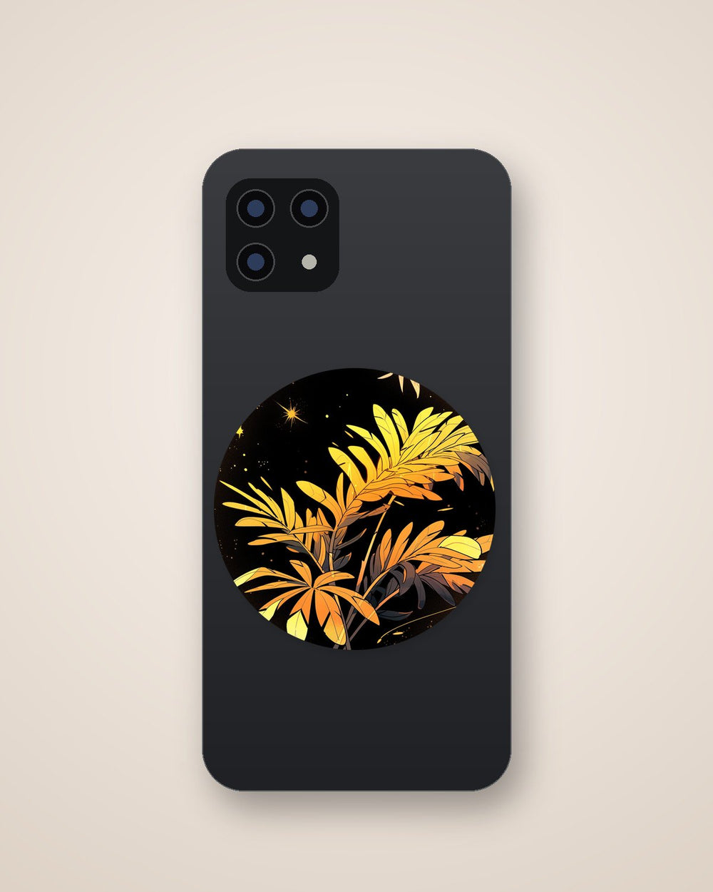 Yellow & Orange Palm Leaves Round Sticker