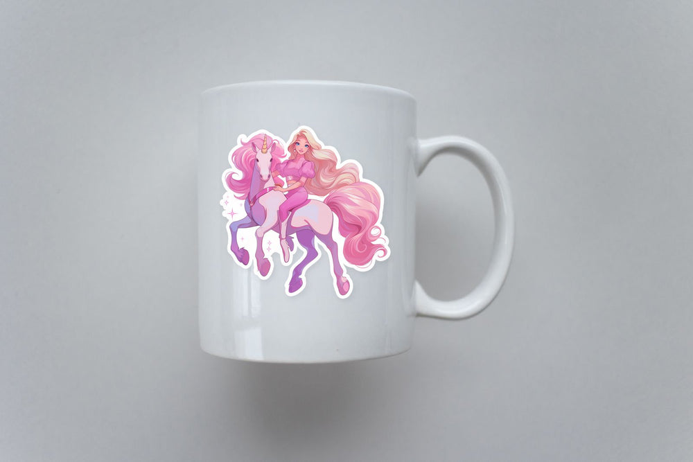 Barbie Unicorn Riding Pink Sticker