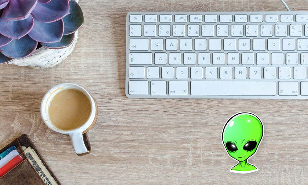 Aesthetic Green Alien Head Sticker