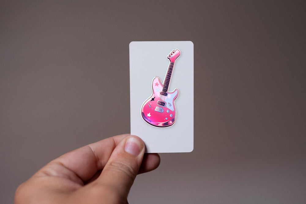 Pink Rock Guitar Sticker
